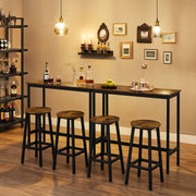 Rustic Brown Kitchen Bar Table with Stools Space Saving Dining Set by Vasagle