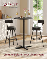 Ebony Black Bar Table with Sturdy Metal Frame 60 x 60 x 104 cm for Dining or Kitchen by Vasagle