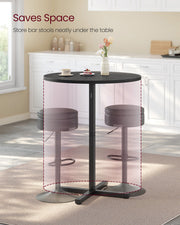 Ebony Black Bar Table with Sturdy Metal Frame 60 x 60 x 104 cm for Dining or Kitchen by Vasagle