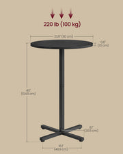 Ebony Black Bar Table with Sturdy Metal Frame 60 x 60 x 104 cm for Dining or Kitchen by Vasagle