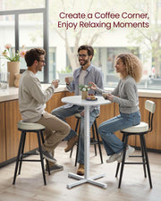 Snow White Bar Table for 2 to 3 People with Sturdy Metal Frame 60x60x104 cm by Vasagle