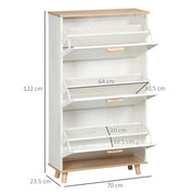 Slim Shoe Cabinet with 3 Flip Drawers and Adjustable Shelves for Hallway Storage Cream White