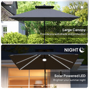 2.5m Cantilever Parasol with Solar LED Lights 360Â° Rotation and Tilt Dark Grey by Outsunny