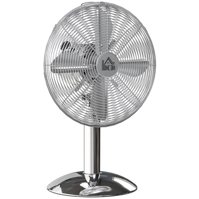 Silver Three Speed Oscillating Desk Fan with Adjustable Head