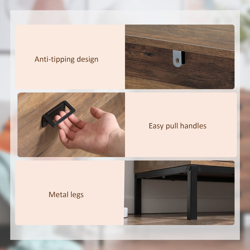 4 Drawer Storage Chest with Sturdy Metal Frame for Bedroom or Lounge Organisation Brown