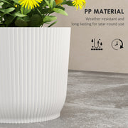 Set of Two 22cm White Planters Lightweight and Weather Resistant by Outsunny