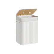 72L Bamboo Laundry Basket with Three Handles in Cloud White Durable and Eco Friendly by Songmics