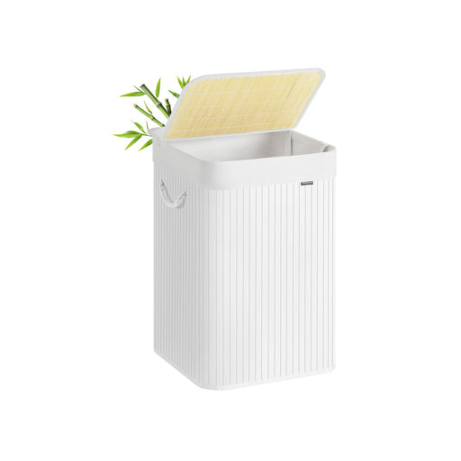 White Foldable Laundry Basket 95L with Removable Machine Washable Liner by Songmics