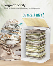 White Foldable Laundry Basket 95L with Removable Machine Washable Liner by Songmics