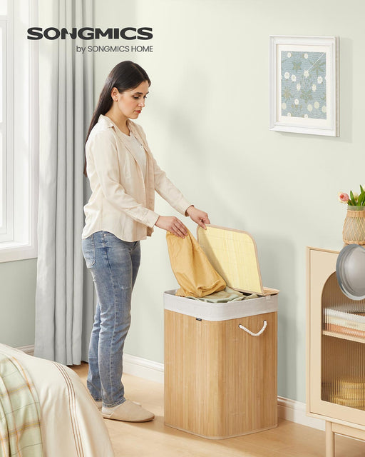 Large 95L Foldable Laundry Basket with Removable Machine Washable Liner by Songmics