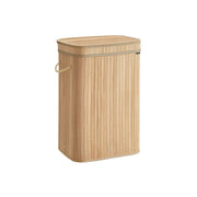 Bamboo Laundry Hamper with Lid and Removable Liner in Natural Beige by Songmics
