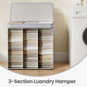 Bamboo Laundry Basket with Lid and Handles Removable Machine Washable Liner by Songmics