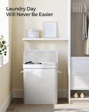 100L White Laundry Hamper with Lid and Handles for Bedroom or Bathroom by Songmics