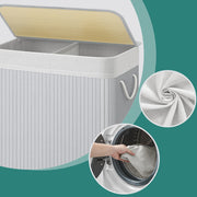 Bamboo Laundry Basket with Two Sorting Compartments and Removable Liner by Songmics