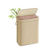 90L Bamboo Laundry Basket with Lid and Handles for Clothes Storage Natural by Songmics