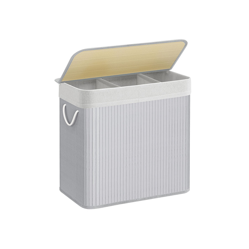 3 Section Laundry Hamper Basket with Removable Liners and Handles for Sorting by Songmics