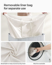 3 Section Laundry Hamper Basket with Removable Liners and Handles for Sorting by Songmics