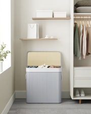 3 Section Laundry Hamper Basket with Removable Liners and Handles for Sorting by Songmics