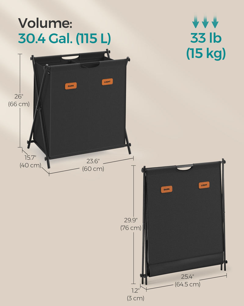 Large Foldable Laundry Hamper with Lid and Handles for Bedroom or Bathroom by Songmics