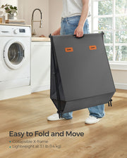 115 L Slate Grey Laundry Hamper with 2 Compartments and Foldable X Frame by Songmics