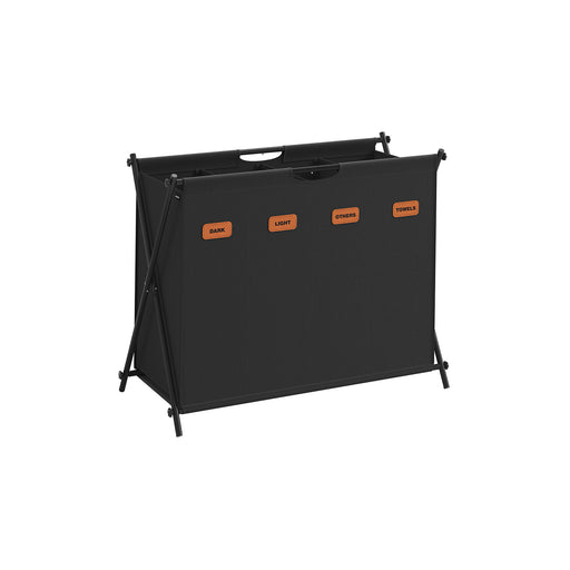 155L Black Laundry Hamper with 4 Sorting Sections and Foldable X Frame by Songmics