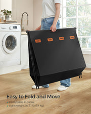 155L Black Laundry Hamper with 4 Sorting Sections and Foldable X Frame by Songmics