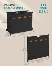155L Black Laundry Hamper with 4 Sorting Sections and Foldable X Frame by Songmics
