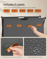 Large 155L Grey Laundry Hamper with 4 Compartments and Foldable X Frame by Songmics