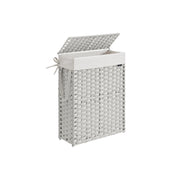 55L Slim Laundry Basket with Lid and Carry Handles in Cloud White by Songmics