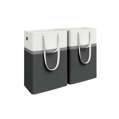 Set of 2 Collapsible Laundry Hampers 75 L Large Capacity in Black for Home Use by Songmics