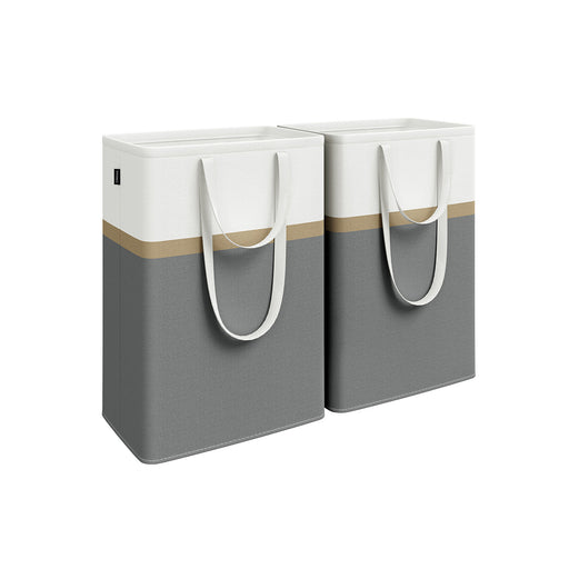 Set of 2 Collapsible 75 L Laundry Hampers in Slate Grey with Handles by Songmics