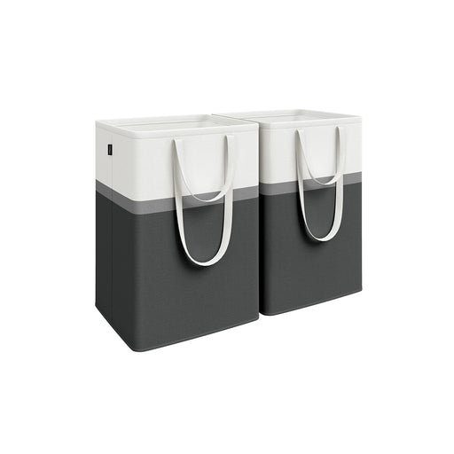 Set of 2 Collapsible 110L Laundry Hampers in Ink Black with Handles by Songmics
