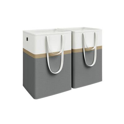 Set of 2 Collapsible Laundry Hampers 110L Slate Grey Foldable Storage Baskets by Songmics