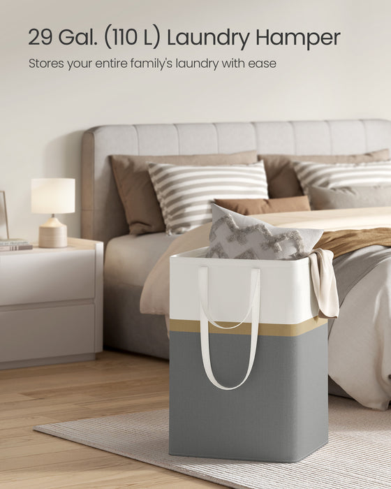 Set of 2 Collapsible Laundry Hampers 110L Slate Grey Foldable Storage Baskets by Songmics