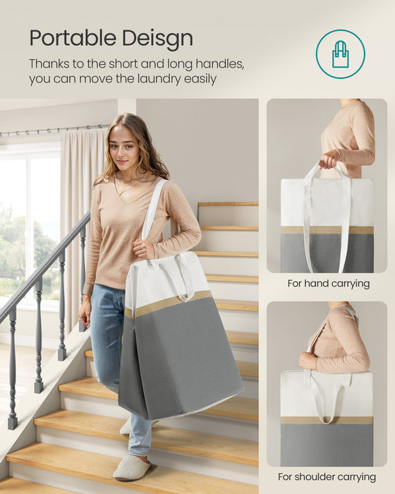 Set of 2 Collapsible Laundry Hampers 110L Slate Grey Foldable Storage Baskets by Songmics