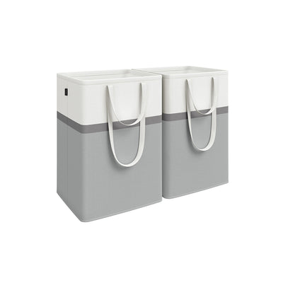 Set of 2 Collapsible 110 L Laundry Hampers in Dove Grey with Handles by Songmics