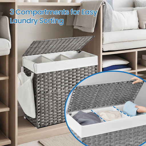Large Laundry Hamper with Lid and Wheels 140L Rolling Clothes Basket by Songmics