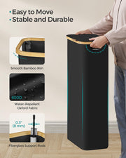 Ink Black Laundry Basket with Lid 65L Slim Space Saving Design 42 x 22.5 x 70.5 cm by Songmics