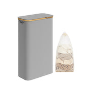 65L Dove Grey Laundry Basket with Lid Foldable and Spacious Storage by Songmics