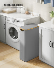 65L Dove Grey Laundry Basket with Lid Foldable and Spacious Storage by Songmics