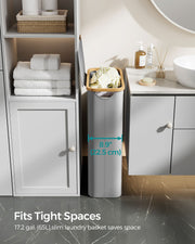 65L Dove Grey Laundry Basket with Lid Foldable and Spacious Storage by Songmics