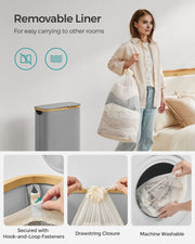 65L Dove Grey Laundry Basket with Lid Foldable and Spacious Storage by Songmics