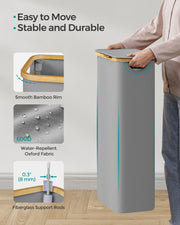 65L Dove Grey Laundry Basket with Lid Foldable and Spacious Storage by Songmics