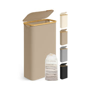 Camel Brown 65L Laundry Basket with Lid Space Saving Slim Design for Bathroom by Songmics