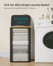 90L Black Laundry Basket with Lid Large Capacity Organiser for Home by Songmics