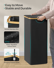 90L Black Laundry Basket with Lid Large Capacity Organiser for Home by Songmics