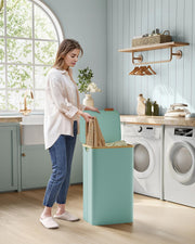 Large Mint Green Laundry Basket with Lid 90L Capacity for Bedroom or Bathroom by Songmics