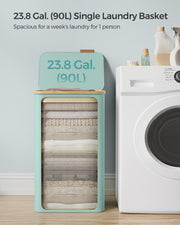 Large Mint Green Laundry Basket with Lid 90L Capacity for Bedroom or Bathroom by Songmics