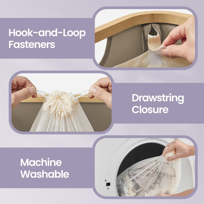 Large 90L Laundry Hamper with Lid Foldable Woven Basket for Clothes Storage by Songmics