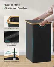 130L Dual Section Laundry Basket with Lid in Ink Black for Easy Sorting by Songmics